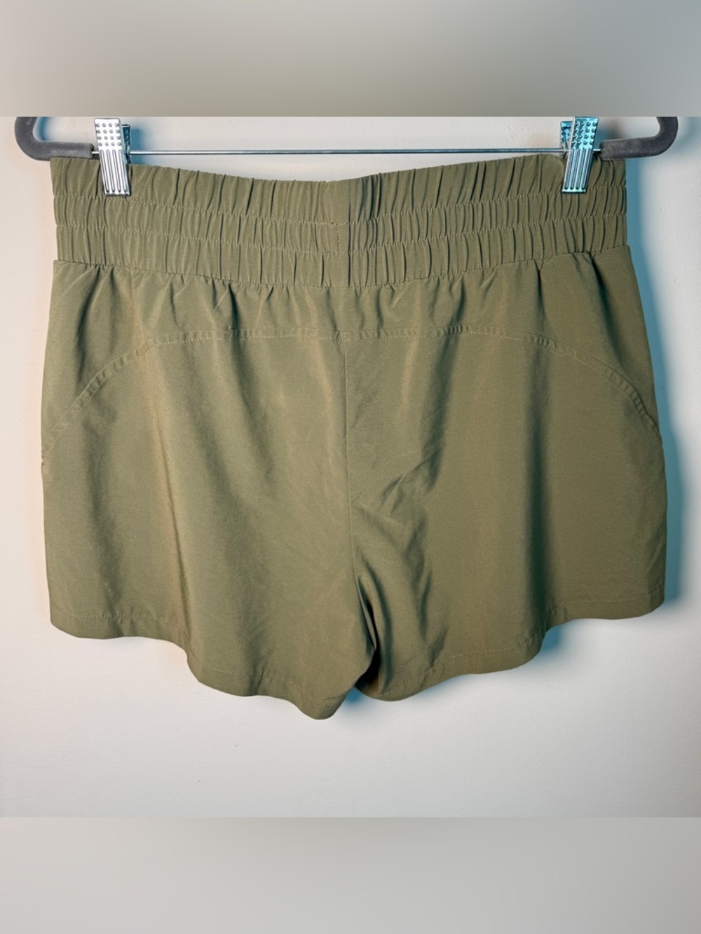 All In Motion Running Shorts Size M — Olive Green Zip Pocket Liner Shorts - Picture 2 of 7